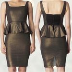 Alice + Olivia “Dahlia” metallic, square neckline, peplum dress in size 2. EUC Photo 1