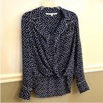 Veronica Beard Worth Pajama Blue Black White Floral Silk Top Blouse Size 0 Photo 3