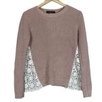 Forever 21 Sweater Womens M Pink Waffle Knit Lace Crewneck Cottagecore Boho Photo 0