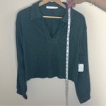 Altar'd State BNWT  Top XS Cropped Polo Collar Oversize Boxy Relaxed Hunter Green Photo 1