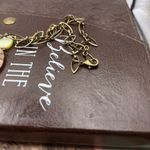 Vintage Handcrafted Beaded Faux Tiger Eye Shell Antique Brass Necklace 21” Photo 4