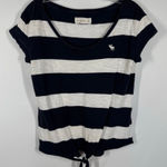 Abercrombie & Fitch 005 --- Y2K  Navy White Strip T Shirt Size Extra Small Photo 0