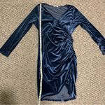 Dark Blue Velvet Long Sleeve Dress Size XL Photo 5