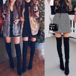 Top Moda Luxe Black Vegan Suede lace up Over the Knee Boots size 7.5 New in Box Photo 6