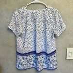 Skies Are Blue Womens Blue White Print Boho Flowy Lightweight Blouse Size XS Photo 5