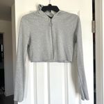 Pretty Little Thing Rib Frill Edge Cropped Zip Hoodie Photo 1