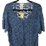 White Stag Vintage Blue Crochet Cardigani Sweater Size Large 12 / 14 Granny Knit Photo 1