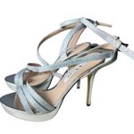 Nina  New York Silver Shimmer Strappy Heels Sandals Size 7.5M Photo 1