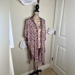 Knox Rose  Floral Open Side Kimono Duster in Cream & Multicolor Size M/L Photo 6