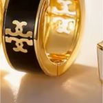 Gold and Black Hoop Earrings Photo 2