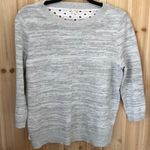 Gap Grey Heathered Eyelet Sweater Medium Photo 2