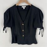 Topshop  Lightweight Button Front V-Neck Peplum Top Feminine‎ Romantic Photo 0