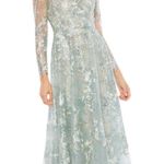 Mac Duggal  Floral‎ Embroidered Illusion Long Sleeve Gown- NWT 14 Photo 0
