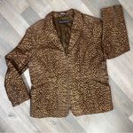 Pamela McCoy Metallic Leopard Print Leather Coat Brown Gold 1X‎ Zipper Front Photo 14