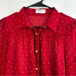 frame denim Le Pleasant Red Sheer Polka Dot 100% Silk Photo 2