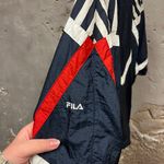 FILA Vintage 90s Navy Blue Striped Print Full Zip Lined Windbreaker Track Jacket Photo 4