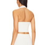 Majorelle  | Amar Rosette Rose Crochet Halter Knit Top in Ivory White‎ Medium Photo 1