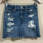 American Eagle  Outfitters AEO distressed medium blue wash high rise mini skirt Photo 0