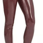 Spanx  Faux Patent Leather Liquid Ruby Maroon Leggings Small Petite NWT Photo 0