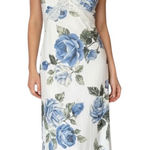 Thirty Thirty Babydoll Maxi Slip Dress Lace Trim Blue Floral Print Womens Medium White Photo 0