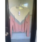 LA Hearts NWT  PAC Sun Tri Color Block Fuzzy Knit Cropped Sweater Size M Photo 5