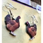 Rooster Earrings Chicken Farm Animal Eggs Pet New Hens Farmer Foul Chick Brown Photo 8