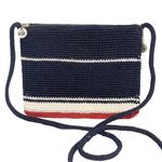 The Sak  Black Crochet Stripe Mini One Shoulder Crossbody Handbag Photo 0