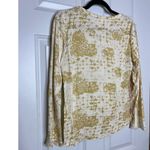 Sundance Boat Neck Graphic Front Beaded and Crochet Shirt XS Tan Photo 2