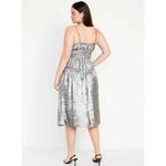 Old Navy  Metallic Silver Waist Defined Cami Midi Dress Size M NWT Photo 9