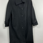 Jones New York Womans Jones NY Button Up Long Overcoat 14 W Black Wool Blend Photo 0