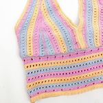 Hollister Crochet Stripe Halter Crop Top Boho Bohemian Festival Pink Multicolor Photo 6