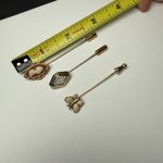 Signed Avon Lapel Stick Pin Gold Tone Lot Of 3 Cameo, Butterfly Etc Photo 2