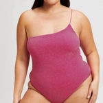 Good American  Shimmer Pink Hawaiian One Strap Swimsuit Size XL NWT Photo 0