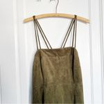 Anthropologie • Sueded Slip Midi Dress green faux suede strappy a-line Photo 2