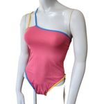 Stone Fox Swim NWT  Honeycomb Sunset Pink Color Block Aloe One Piece Swimsuit (S) Photo 3