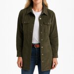 House of Harlow 1960 Corduroy Shirt Dress Size XL Olive Green Long Sleeve Mini Photo 5