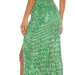 H:ours REVOLVE Mahlia Maxi Dress in Green Sequined Deep V-Neck Slit Party XS Photo 1