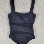 Carmen Marc Valvo One Piece Swimsuit Womens 6 Black Mesh Inset Cutout Swim Beach Photo 8