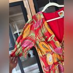 FARM RIO linen romper papaya fruits watermelon colorful beaded ruffle playsuit Red Size L Photo 6