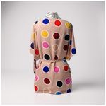 Joy Joy  Women's Polka Dot Twist-Front Pleated Dress. Multi-Color. Medium Photo 2