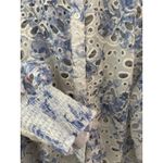 Caroline Constas Long Sleeve Floral Eyelet Top Blue & White Size‎ Large Photo 3