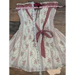 LACEMADE Rose Cupid Dress Cottagecore Gingham Floral Halter Mini S White Photo 7