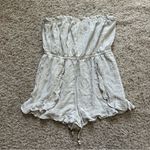 Allie Rose  Women’s Size Large Cream Linen Blend Romper Oatmeal Color Photo 0