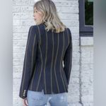 Smythe Peaked Lapel Blazer 100% Wool Jacket Black Mustard Stripe size 6 Photo 1