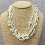 PREMIER DESIGN Multi Strand Pearl Crystal Beads Bridal Statement Necklace White Photo 1