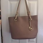 Michael Kors MICHAEL Tan Tote Bag with Gold Accents and Classic Shape Photo 3