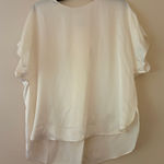 Banana Republic Cream Satin High Low Blouse Top Drapey Short Sleeve Size M Photo 0