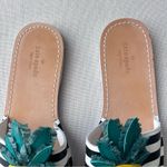 Kate Spade  Icarus Studded Leather Striped Black White Pineapple Slide Sandal 7.5 Photo 2
