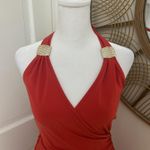 Cache Vtg Caché Y2K Coral Halter Ruched Party Event Asymmetrical Hem Short Dress Sz 8? Photo 1