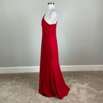 XScape Red One Shoulder Evening Gown Size 14P Cut Out Thigh Slit Formal Dress Photo 4